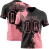 Custom Black Medium Pink 3D Pattern Abstract Brush Stroke Authentic Football Jersey