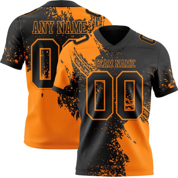 3DPattern8692 Custom Black Bay Orange 3D Pattern Abstract Brush Stroke Authentic Football Jersey