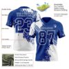 Custom Royal White 3D Pattern Abstract Brush Stroke Authentic Football Jersey