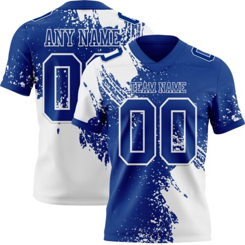 3DPattern8694 Custom Royal White 3D Pattern Abstract Brush Stroke Authentic Football Jersey
