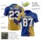 3DPattern8695-1 Custom Royal White-Old Gold 3D Pattern Abstract Brush Stroke Authentic Football Jersey