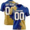 Custom Royal White-Old Gold 3D Pattern Abstract Brush Stroke Authentic Football Jersey