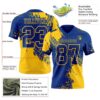 Custom Royal Yellow 3D Pattern Abstract Brush Stroke Authentic Football Jersey