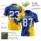 3DPattern8698-1 Custom Royal White-Gold 3D Pattern Abstract Brush Stroke Authentic Football Jersey