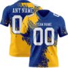 Custom Royal White-Gold 3D Pattern Abstract Brush Stroke Authentic Football Jersey