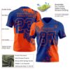 Custom Royal Orange 3D Pattern Abstract Brush Stroke Authentic Football Jersey
