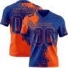 Custom Royal Orange 3D Pattern Abstract Brush Stroke Authentic Football Jersey