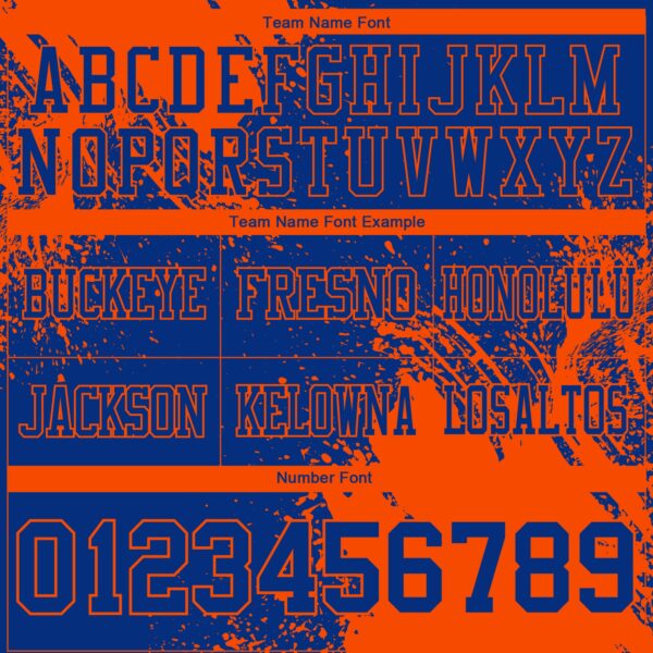 Custom Royal Orange 3D Pattern Abstract Brush Stroke Authentic Football Jersey