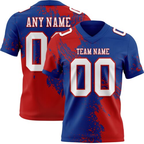 3DPattern8700 Custom Royal White-Red 3D Pattern Abstract Brush Stroke Authentic Football Jersey