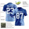 Custom Royal White-Light Blue 3D Pattern Abstract Brush Stroke Authentic Football Jersey