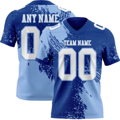 3DPattern8701 Custom Royal White-Light Blue 3D Pattern Abstract Brush Stroke Authentic Football Jersey