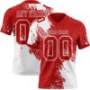 Custom Red White 3D Pattern Abstract Brush Stroke Authentic Football Jersey