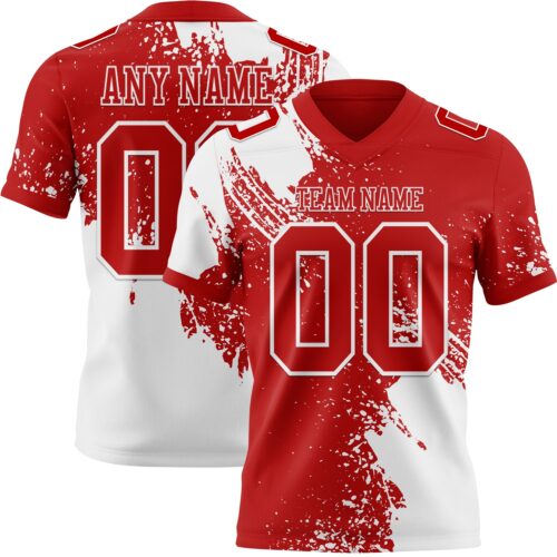 3DPattern8702 Custom Red White 3D Pattern Abstract Brush Stroke Authentic Football Jersey