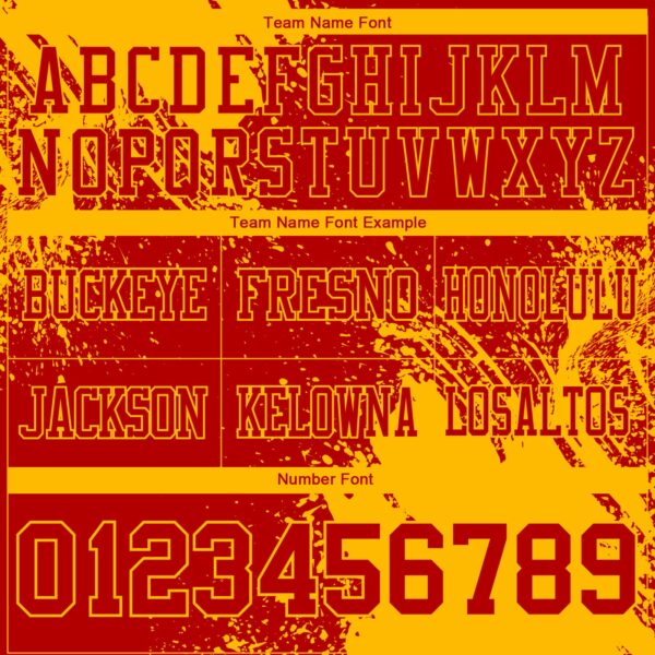 Custom Red Gold 3D Pattern Abstract Brush Stroke Authentic Football Jersey