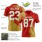 3DPattern8704-1 Custom Red White-Old Gold 3D Pattern Abstract Brush Stroke Authentic Football Jersey