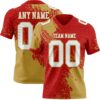 Custom Red White-Old Gold 3D Pattern Abstract Brush Stroke Authentic Football Jersey