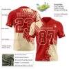 Custom Red Cream 3D Pattern Abstract Brush Stroke Authentic Football Jersey