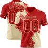 Custom Red Cream 3D Pattern Abstract Brush Stroke Authentic Football Jersey