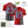 Custom Red Light Blue-Steel Gray 3D Pattern Abstract Brush Stroke Authentic Football Jersey