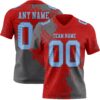Custom Red Light Blue-Steel Gray 3D Pattern Abstract Brush Stroke Authentic Football Jersey