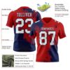 Custom Red White-Navy 3D Pattern Abstract Brush Stroke Authentic Football Jersey