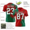Custom Red White-Kelly Green 3D Pattern Abstract Brush Stroke Authentic Football Jersey