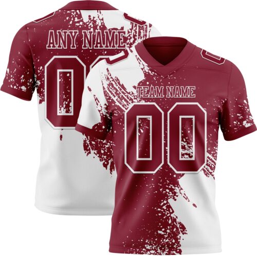 3DPattern8711 Custom Crimson White 3D Pattern Abstract Brush Stroke Authentic Football Jersey