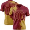 Custom Crimson Old Gold 3D Pattern Abstract Brush Stroke Authentic Football Jersey