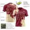 Custom Crimson Cream 3D Pattern Abstract Brush Stroke Authentic Football Jersey