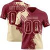 Custom Crimson Cream 3D Pattern Abstract Brush Stroke Authentic Football Jersey