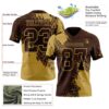 Custom Brown Old Gold 3D Pattern Abstract Brush Stroke Authentic Football Jersey