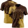 Custom Brown Old Gold 3D Pattern Abstract Brush Stroke Authentic Football Jersey
