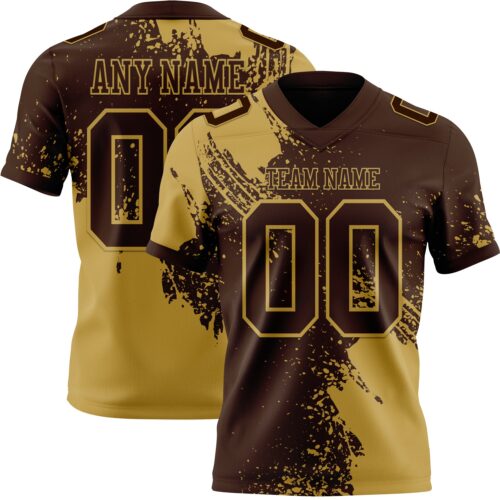 3DPattern8717 Custom Brown Old Gold 3D Pattern Abstract Brush Stroke Authentic Football Jersey