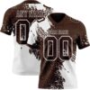 Custom Brown White 3D Pattern Abstract Brush Stroke Authentic Football Jersey