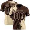 Custom Brown Cream 3D Pattern Abstract Brush Stroke Authentic Football Jersey