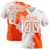 Custom White Orange 3D Pattern Abstract Brush Stroke Authentic Football Jersey