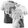 Custom White Steel Gray 3D Pattern Abstract Brush Stroke Authentic Football Jersey