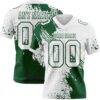 Custom White Green 3D Pattern Abstract Brush Stroke Authentic Football Jersey