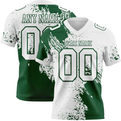 3DPattern8724 Custom White Green 3D Pattern Abstract Brush Stroke Authentic Football Jersey