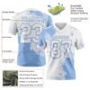 Custom White Light Blue 3D Pattern Abstract Brush Stroke Authentic Football Jersey