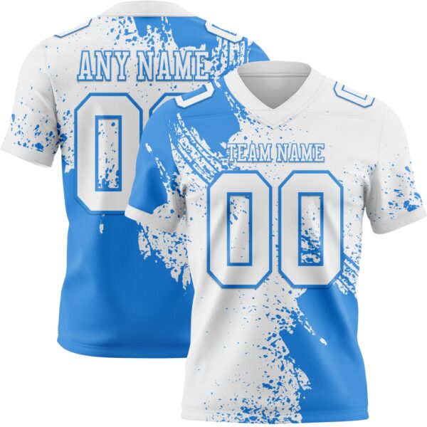 3DPattern8726 Custom White Powder Blue 3D Pattern Abstract Brush Stroke Authentic Football Jersey
