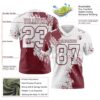 Custom White Burgundy 3D Pattern Abstract Brush Stroke Authentic Football Jersey