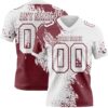 Custom White Burgundy 3D Pattern Abstract Brush Stroke Authentic Football Jersey