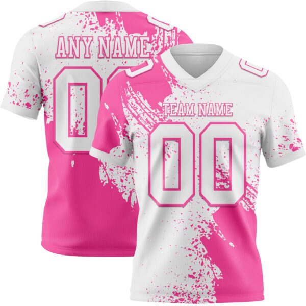3DPattern8729 Custom White Pink 3D Pattern Abstract Brush Stroke Authentic Football Jersey