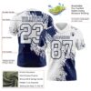 Custom White Navy 3D Pattern Abstract Brush Stroke Authentic Football Jersey