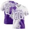 Custom White Purple 3D Pattern Abstract Brush Stroke Authentic Football Jersey