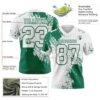 Custom White Kelly Green 3D Pattern Abstract Brush Stroke Authentic Football Jersey