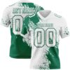 Custom White Kelly Green 3D Pattern Abstract Brush Stroke Authentic Football Jersey