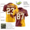 Custom Burgundy White-Gold 3D Pattern Abstract Brush Stroke Authentic Football Jersey