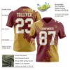 Custom Burgundy White-Old Gold 3D Pattern Abstract Brush Stroke Authentic Football Jersey